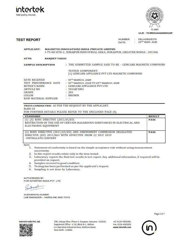 Intertek RoHS Test Report