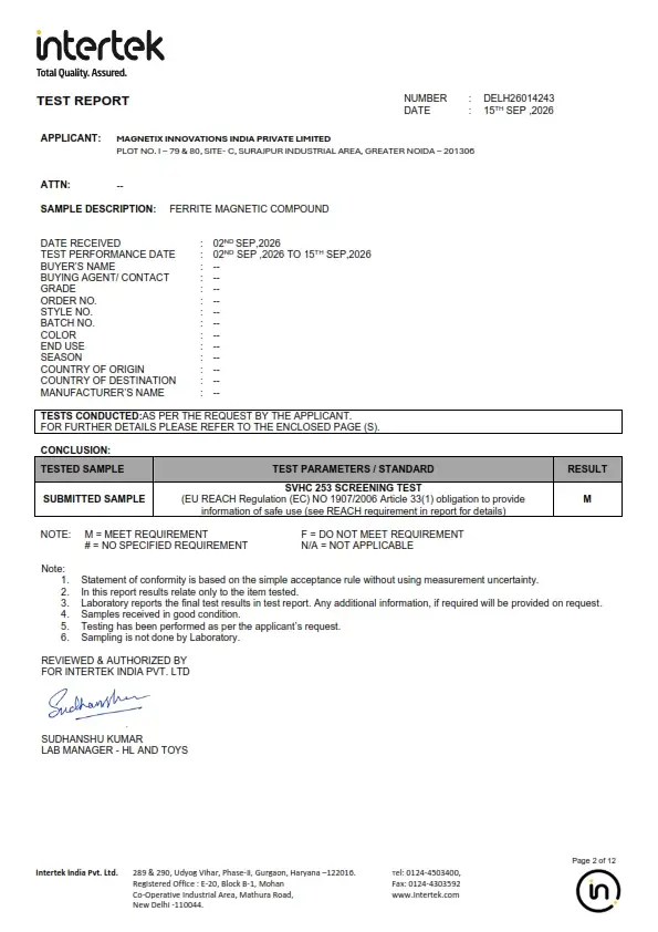 SVHC Screening Compliance Report
