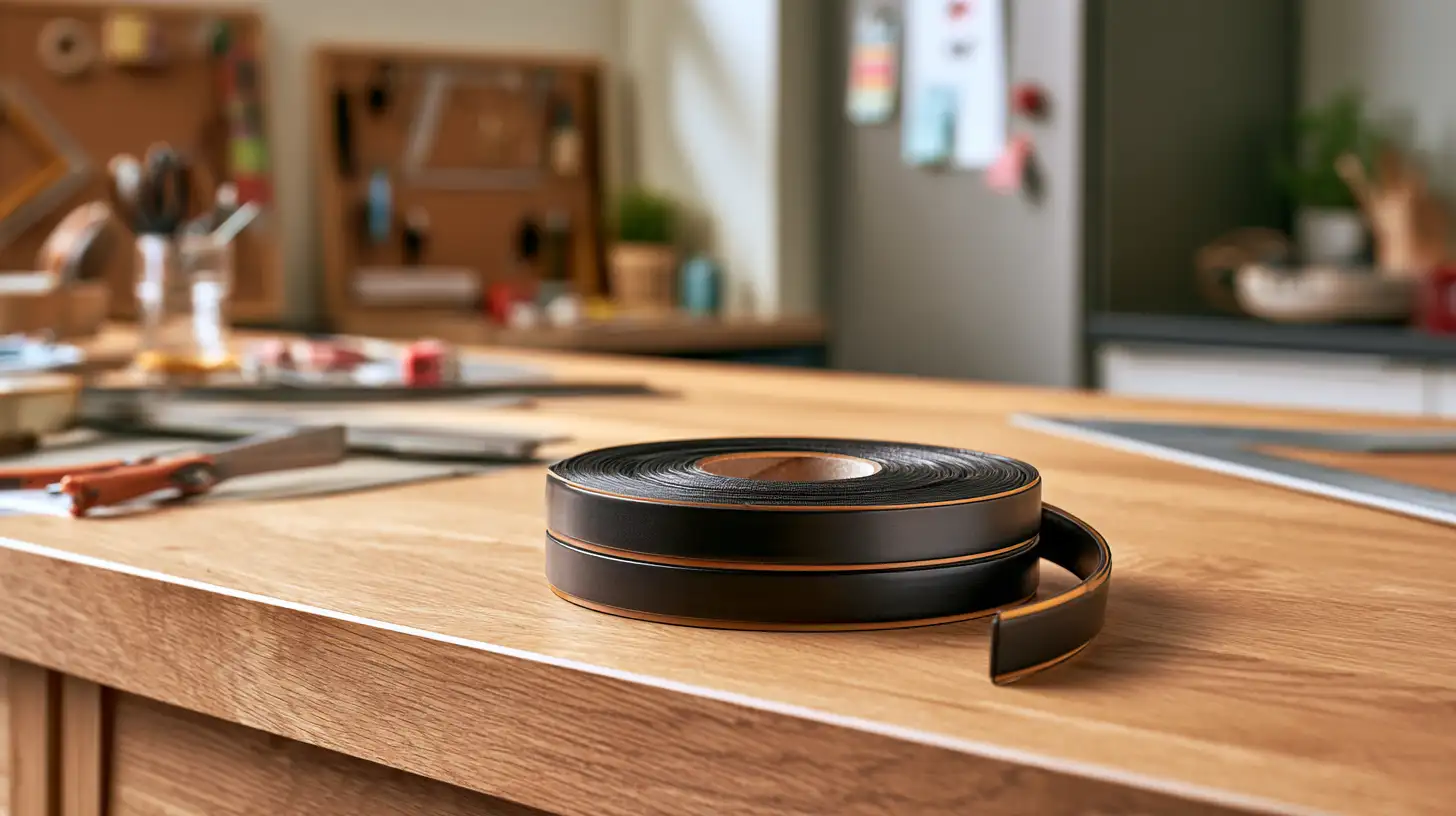 Flexible magnetic strips with adhesive roll used for DIY crafts and organization