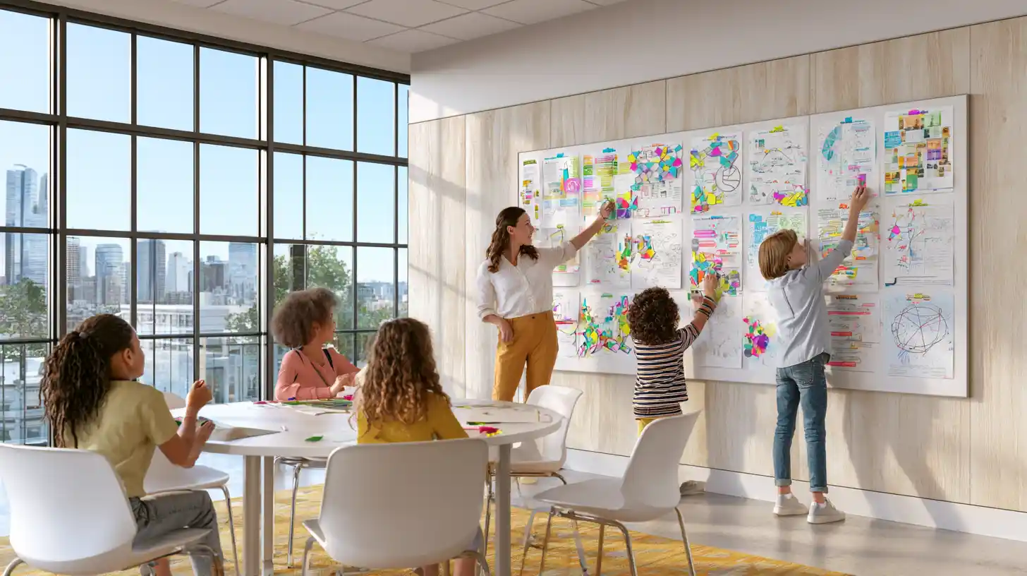 Magnetic paint wall in a classroom used for charts and learning aids